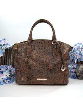 Brahmin Duxbury Bronze Python Snake Metallic Sueded Leather Crossbody Bag NWT